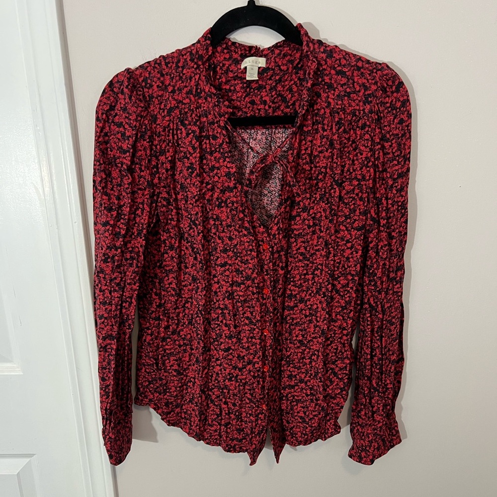 Hinge Red and Black Patterned Blouse,medium